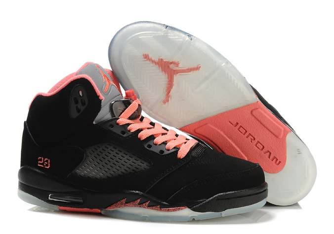Authentic Womens Air Jordan 5 GS Black Pink Silver For Sale